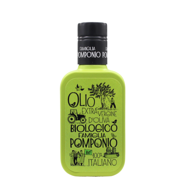 Pomponio OLIO EXTRA VERGINE DI OLIVA BIOLOGICO 100% ITALIANO ESTRATTO A FREDDO IN BOTTIGLIA DA 250 ML_Delikatessen Pföstl.